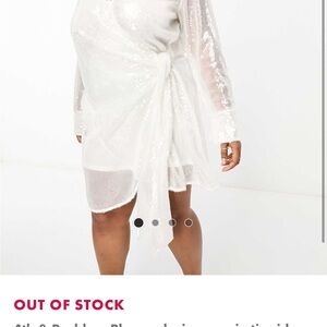 ASOS White Ruched Wrap Dress with Bishop Sleeves